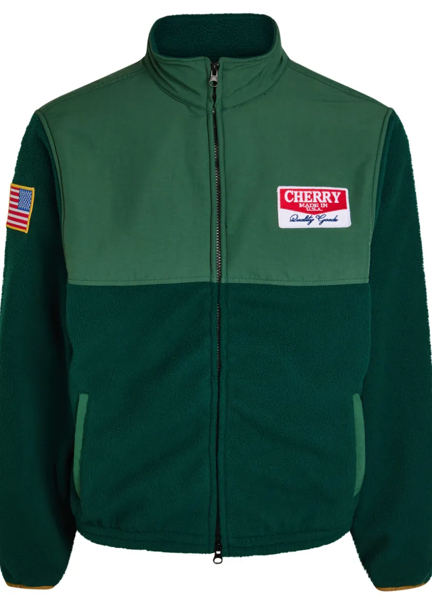 Racing appliquéd panelled fleece jacket