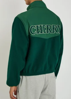 Racing appliquéd panelled fleece jacket