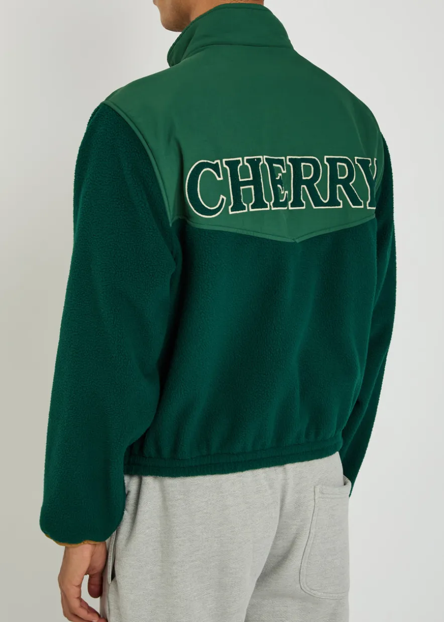 Racing appliquéd panelled fleece jacket
