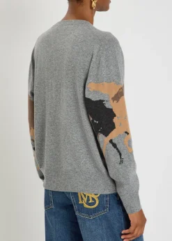 Racing Horses intarsia wool jumper