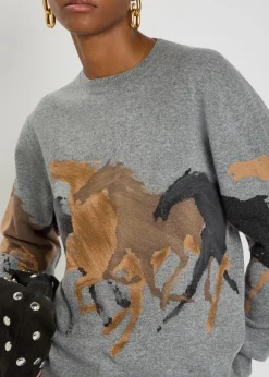 Racing Horses intarsia wool jumper