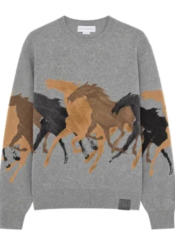 Racing Horses intarsia wool jumper