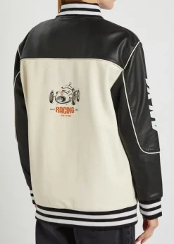 Racing quilted colour-blocked leather bomber jacket