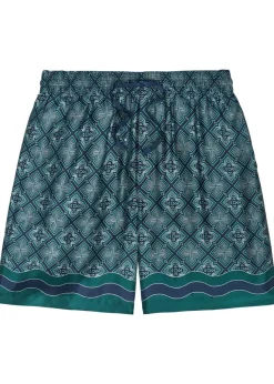 Radiating logo-monogram silk shorts