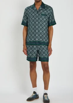 Radiating logo-monogram silk shirt