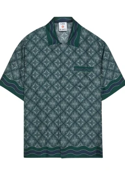 Radiating logo-monogram silk shirt