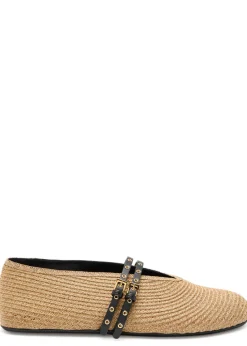 Raffia ballet flats