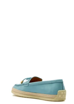 Raffia-trim suede loafers