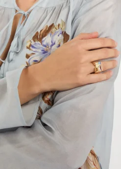 Rainbow Baguette 14kt gold-plated ring