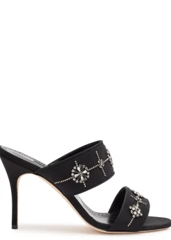 Ralota 90 crystal-embellished crepe de chine mules