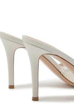Rania 85 crystal-embellished mesh mules