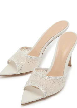 Rania 85 crystal-embellished mesh mules