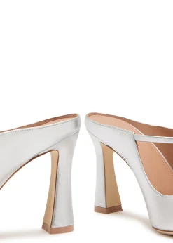 Rania 90 metallic leather mules