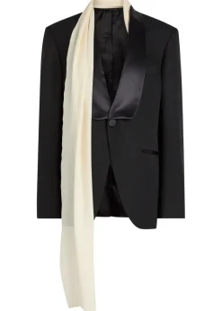 Rania scarf-effect wool and silk-blend jacket