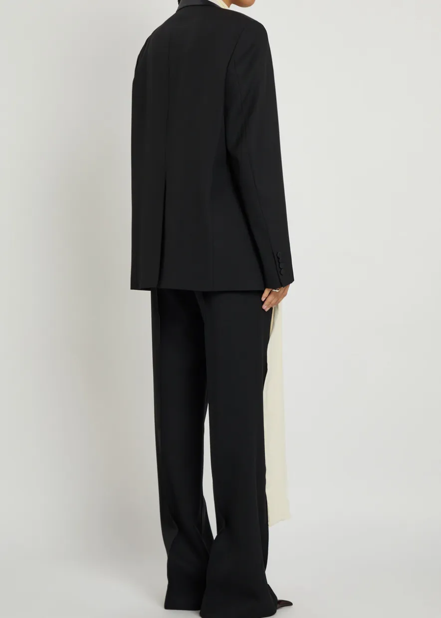 Rania scarf-effect wool and silk-blend jacket