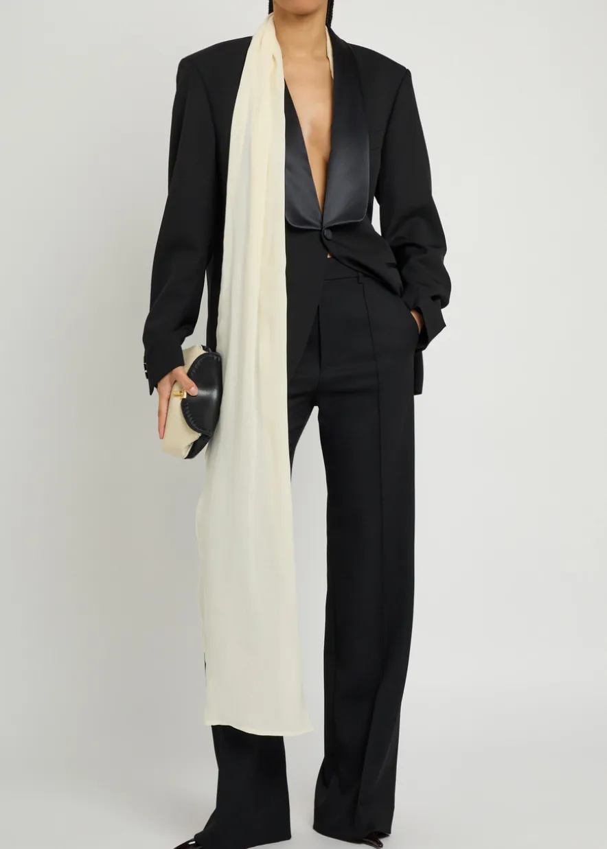 Rania scarf-effect wool and silk-blend jacket