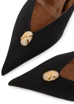 Raquel 50 crystal-embellished woven mules