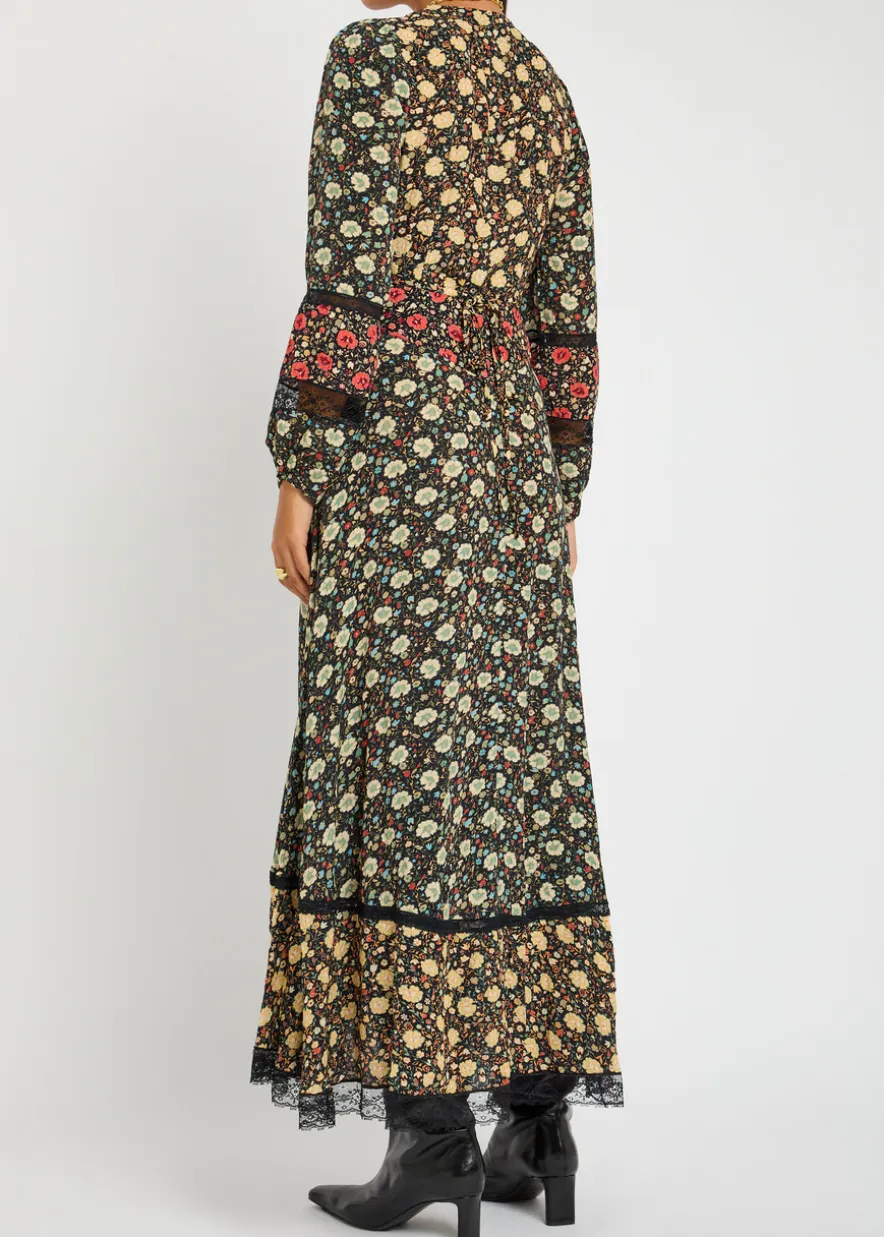 Raven floral-print crepe de chine maxi dress