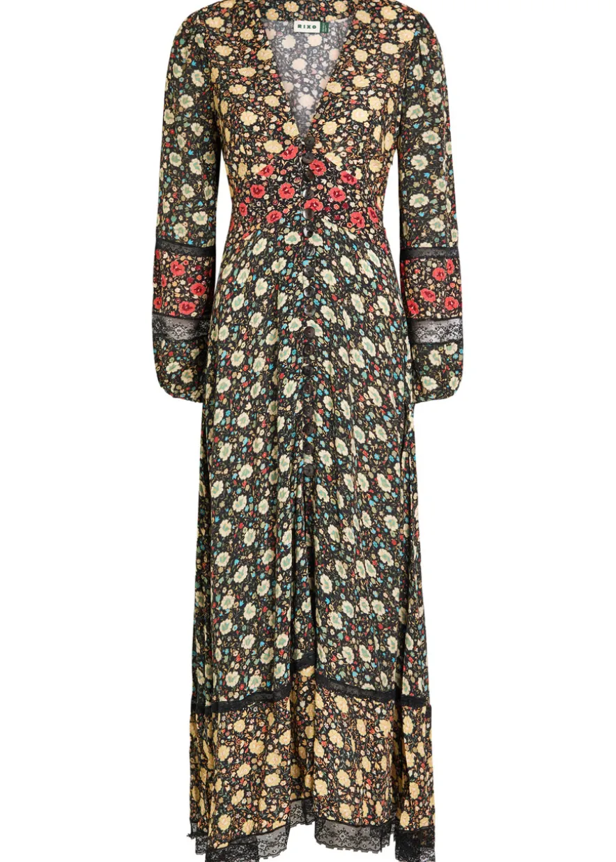 Raven floral-print crepe de chine maxi dress