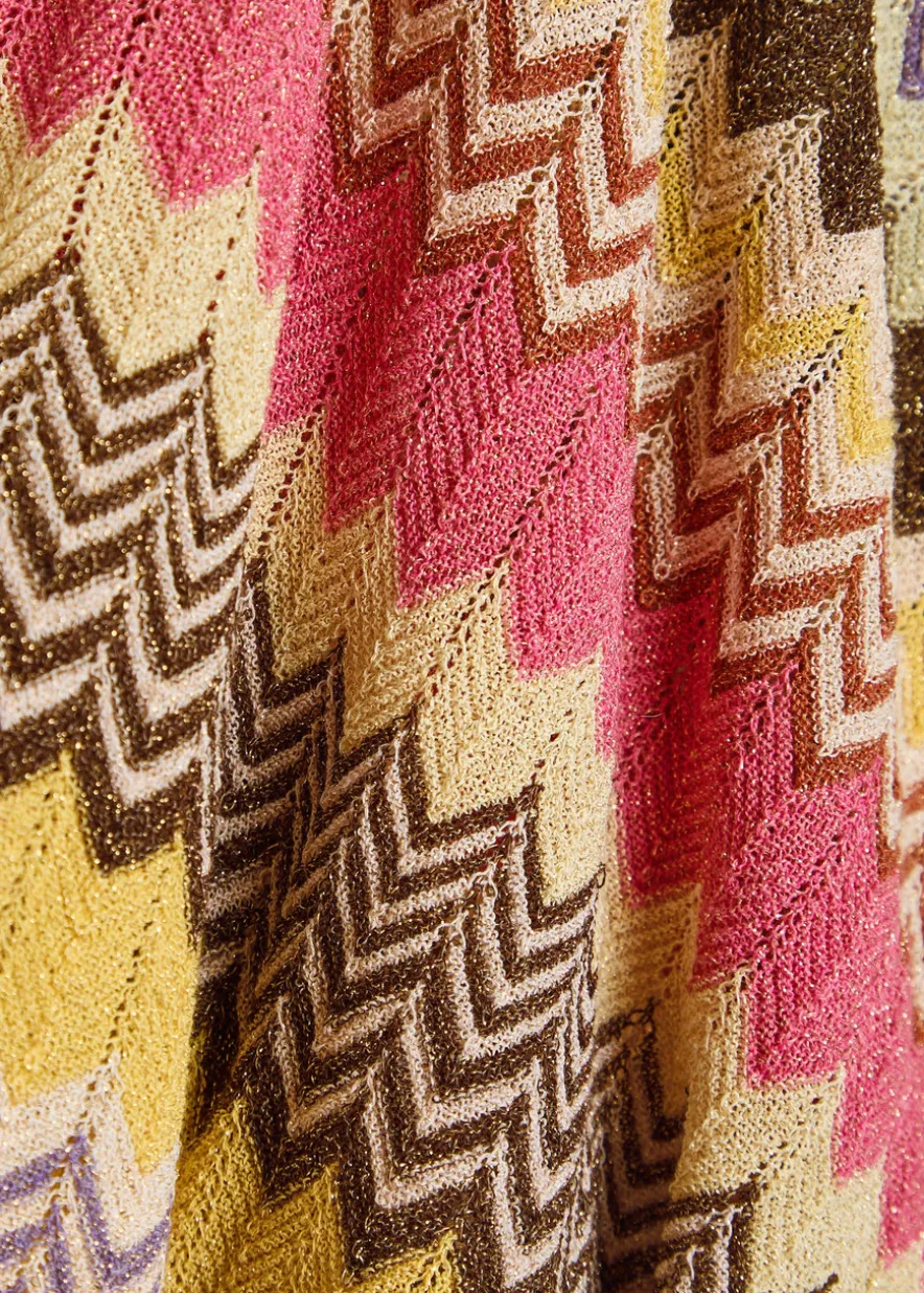 Raya chevron pointelle metallic-knit shorts