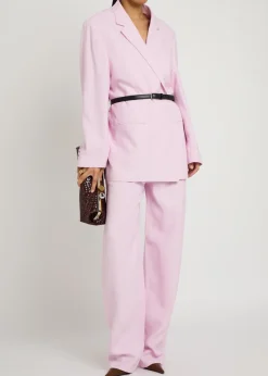 Rea belted slubbed woven blazer
