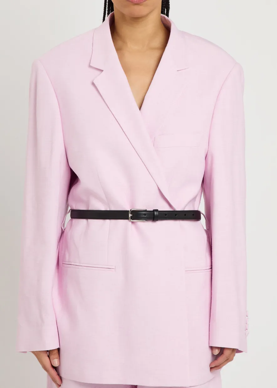 Rea belted slubbed woven blazer