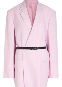 Rea belted slubbed woven blazer