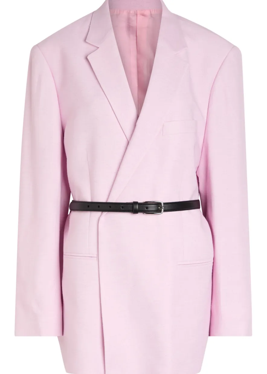 Rea belted slubbed woven blazer