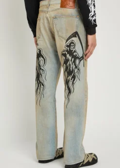 Reaper printed straight-leg jeans