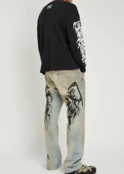 Reaper printed straight-leg jeans