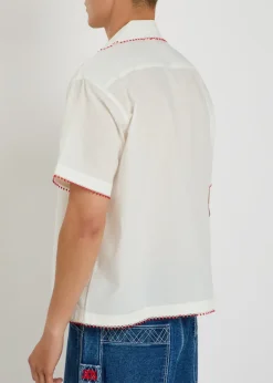 Redbud logo-embroidered cotton-poplin shirt