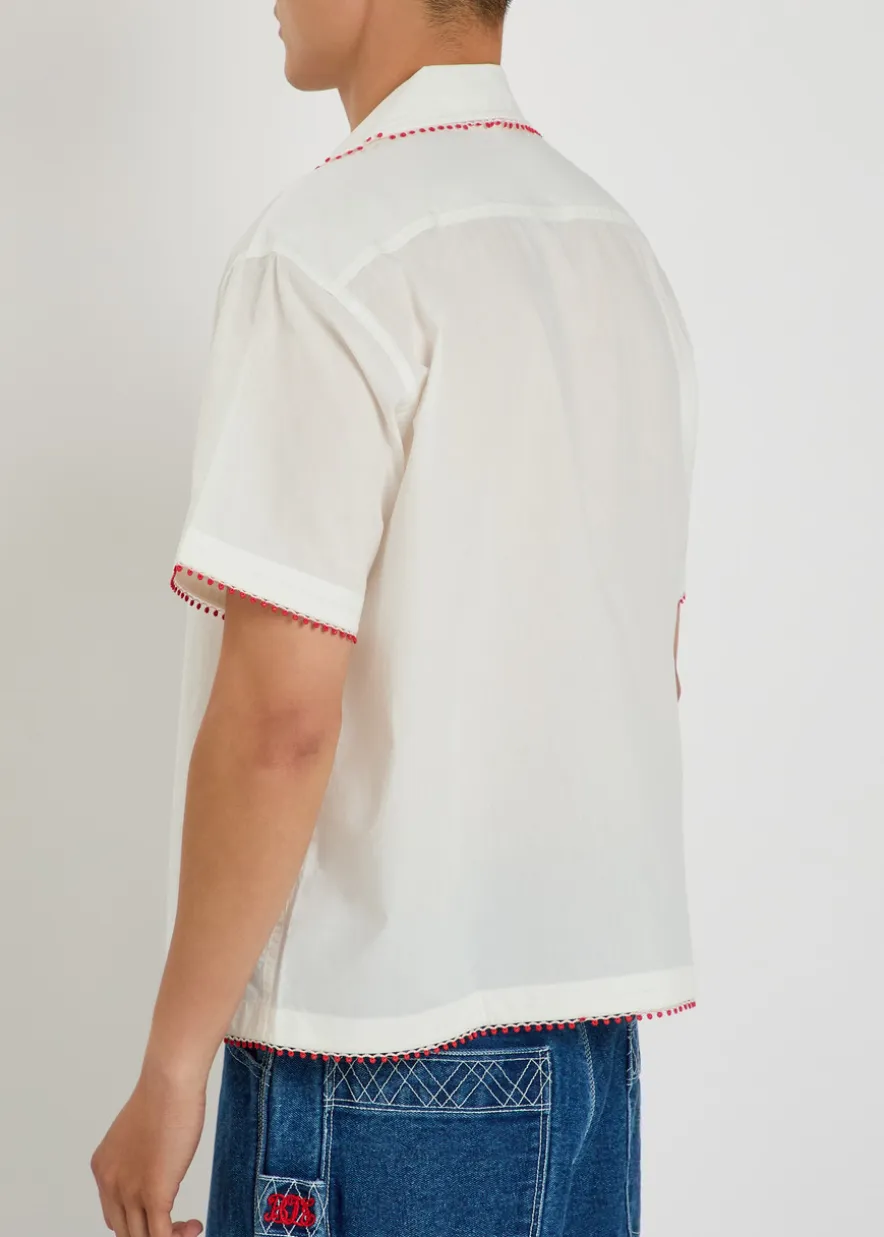 Redbud logo-embroidered cotton-poplin shirt