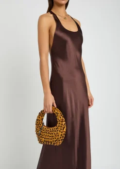 Reef beaded top handle bag