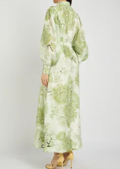 Reflector floral-print woven midi shirt dress