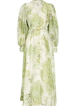 Reflector floral-print woven midi shirt dress