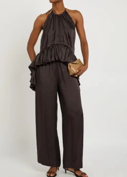 Relaxed wide-leg satin trousers