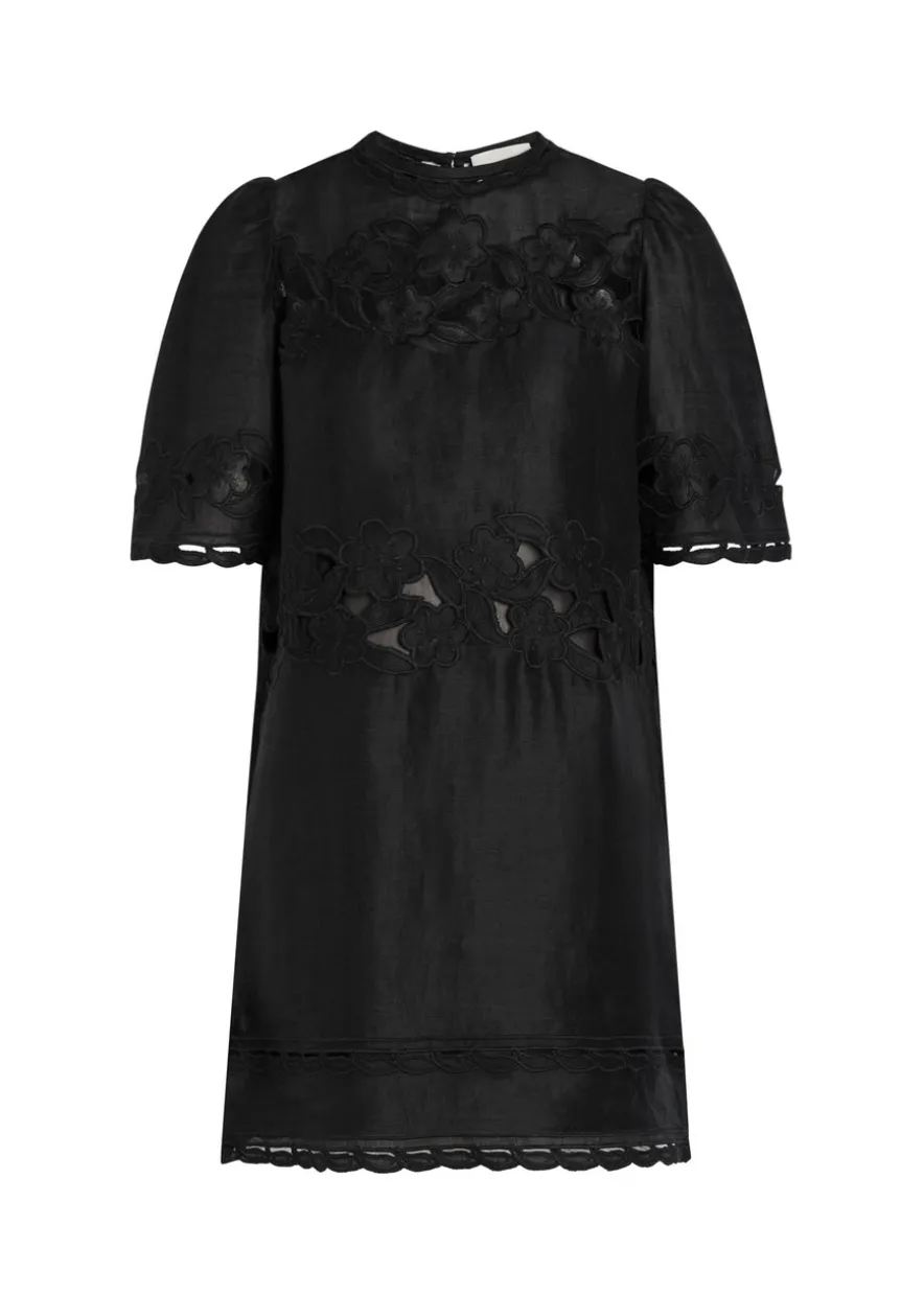Reldine floral-embroidered ramie mini dress