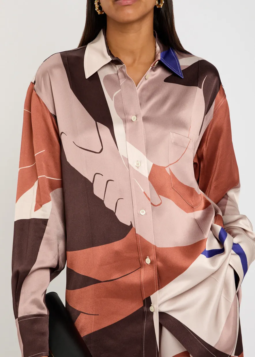 Remi printed satin-crepe shirt