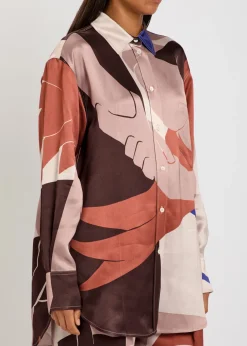 Remi printed satin-crepe shirt