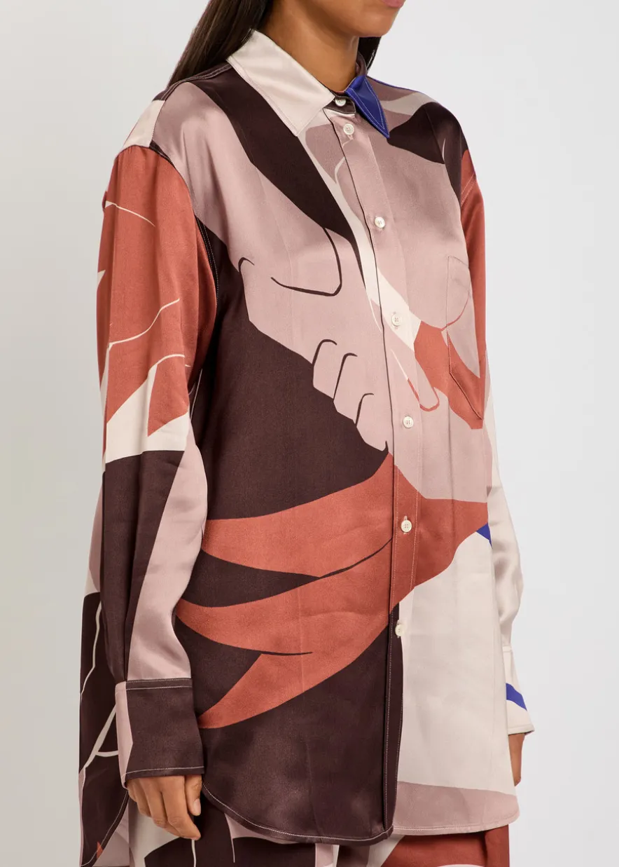 Remi printed satin-crepe shirt