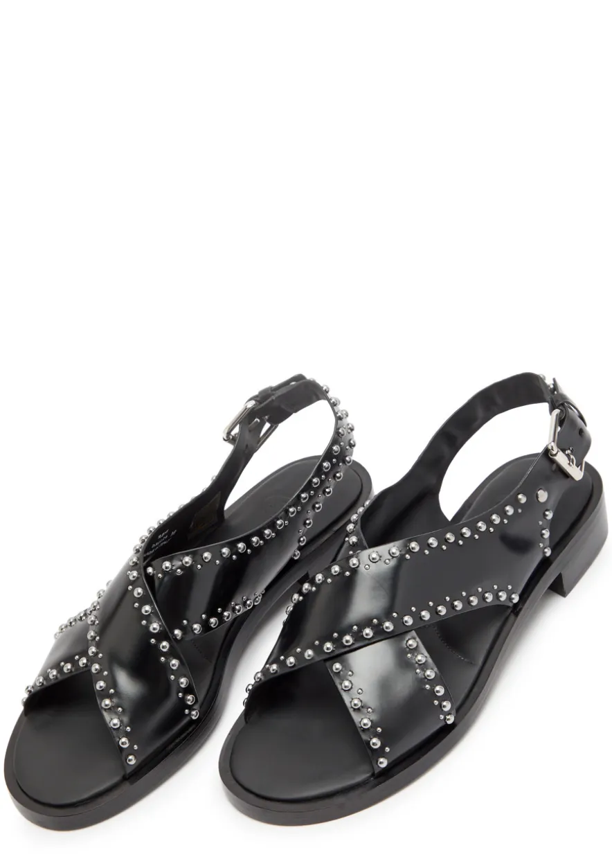 Remi stud-embellished glossed leather sandals