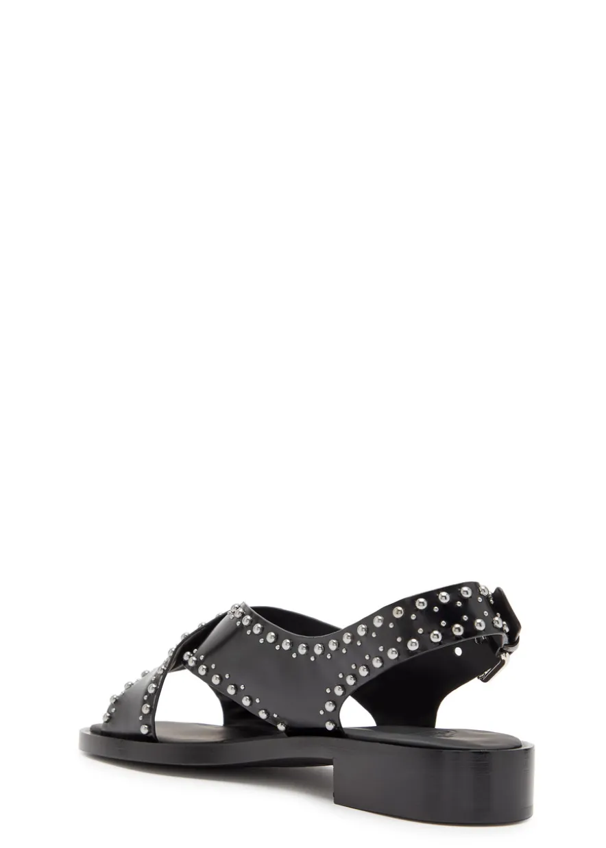 Remi stud-embellished glossed leather sandals