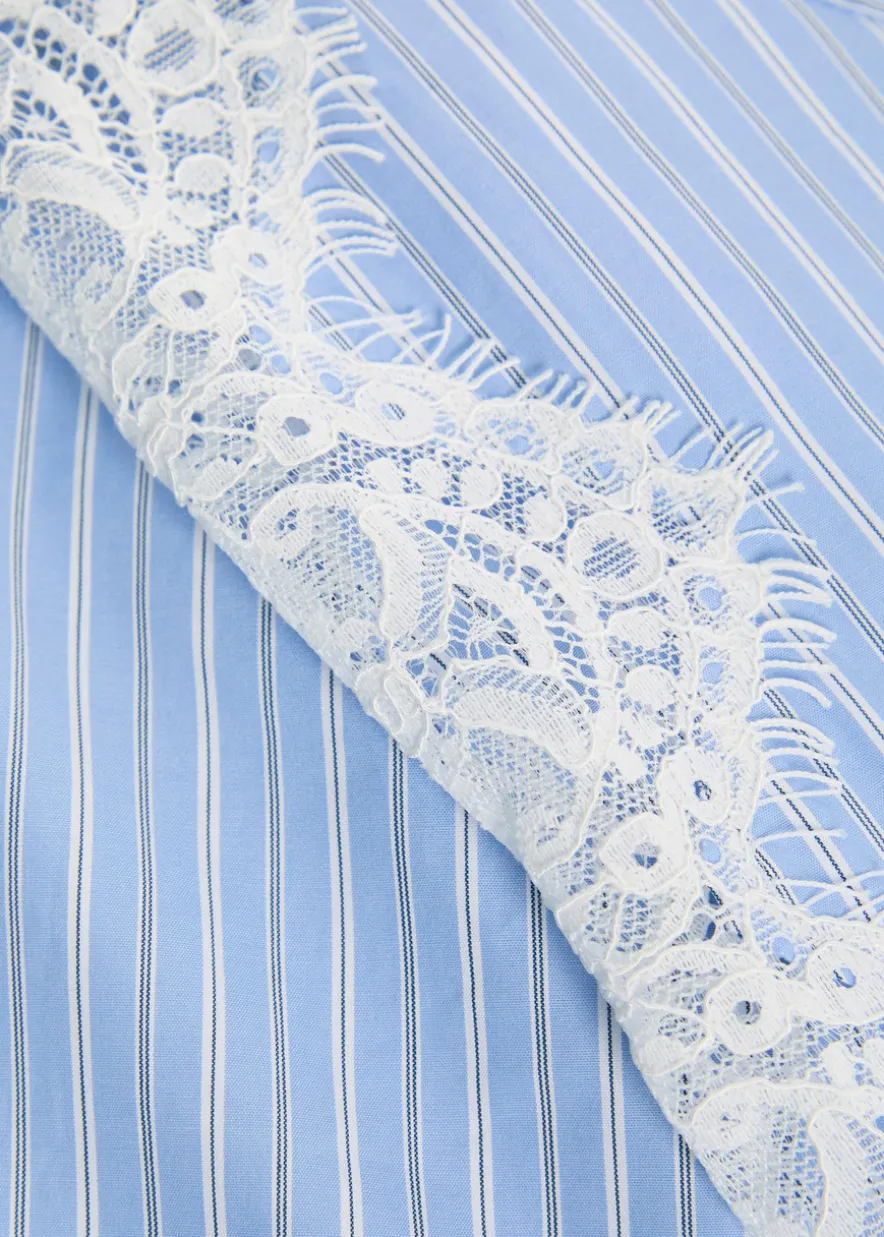 Renata lace-trim cotton-poplin shirt