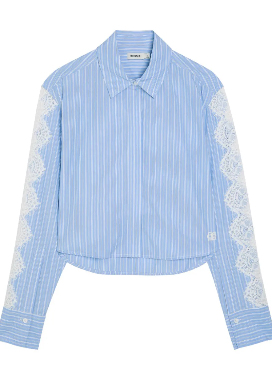 Renata lace-trim cotton-poplin shirt