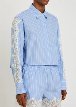 Renata lace-trim cotton-poplin shirt