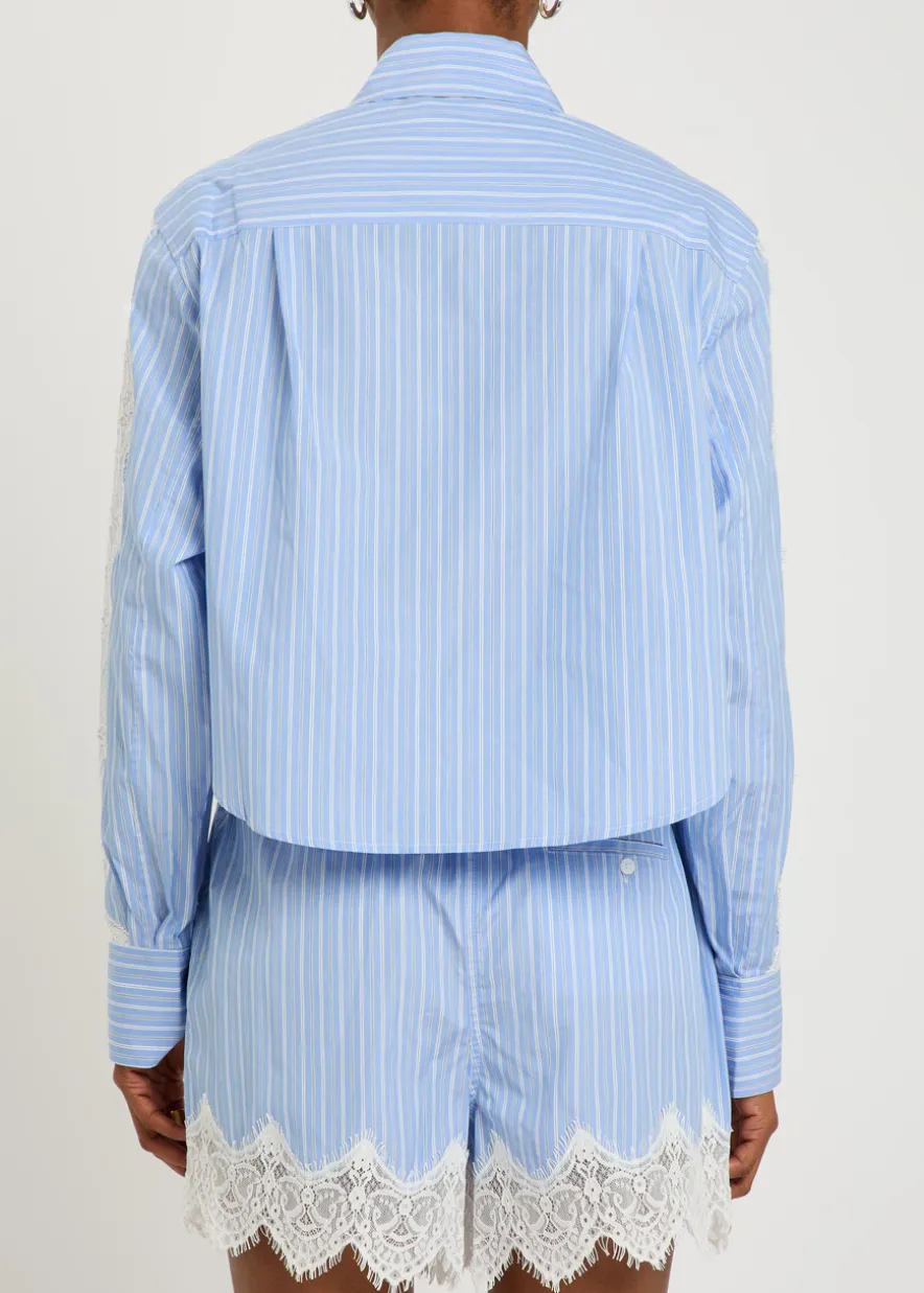 Renata lace-trim cotton-poplin shirt