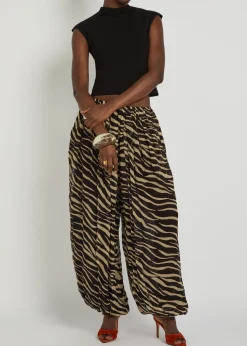 Renier zebra-print georgette balloon trousers
