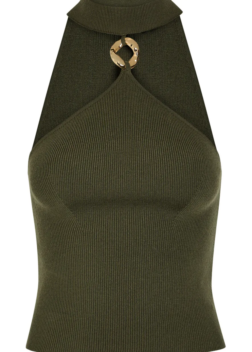 Renlen halterneck merino wool top