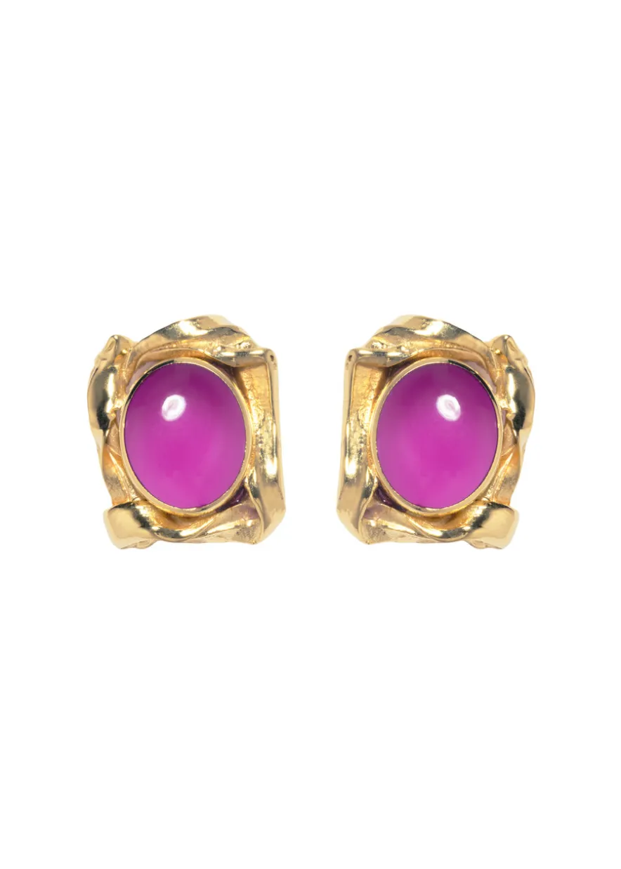 Resin and 18kt gold-plated stud earrings