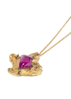 Resin pendant 18k gold-plated necklace